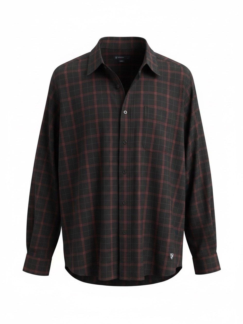 Daniel Cremieux Black and Dark Red Plaid Dress Shirt